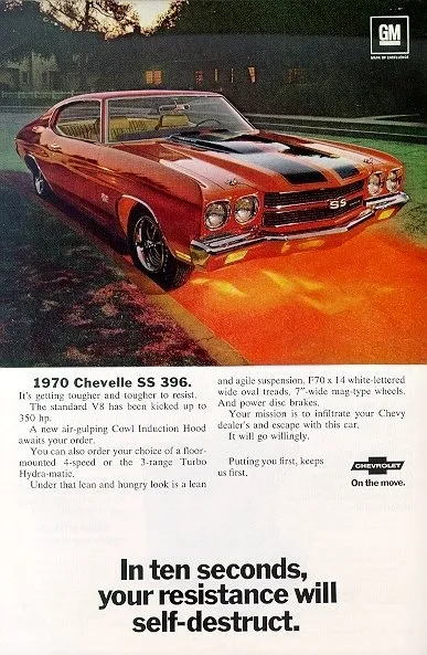 1970 chevrolet chevelle ad.