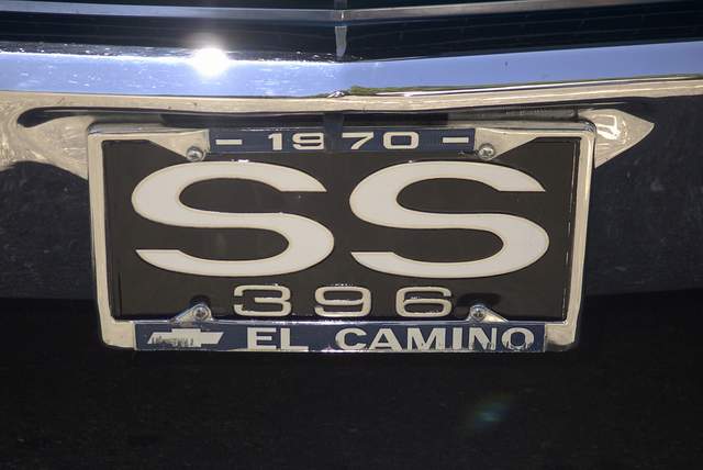 A license plate on a car with the word s el camino on it.