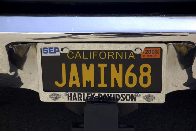 California james 66 license plate.